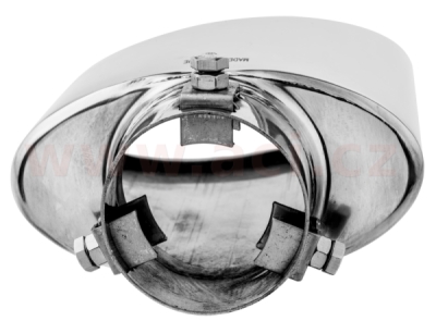 koncovka výfuku nerezová oválná šikmá, vnější průměr 130x70mm, délka 197mm, vnitřní průměr 40-55mm ASSO