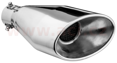koncovka výfuku nerezová oválná, vnější průměr 160x95mm, délka 300mm, vnitřní průměr 45-55mm ASSO