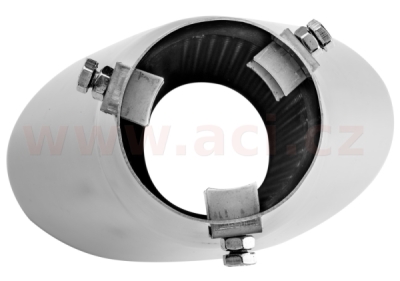 koncovka výfuku nerezová oválná, vnější průměr 160x95mm, délka 300mm, vnitřní průměr 45-55mm ASSO