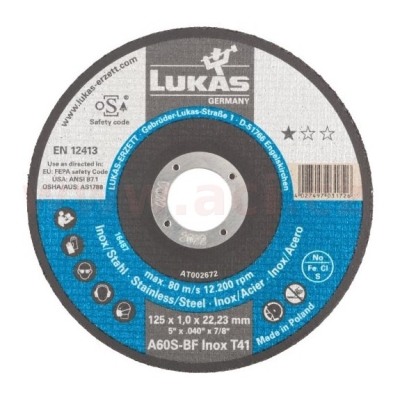 Řezný kotouč 125x1 mm (pro ocel), LUKAS (Německo)