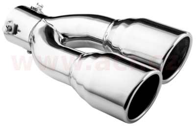 koncovka výfuku nerezová dvojitá kulatá, vnější průměr 2x80mm, délka 308mm, vnitřní průměr 45-58mm ASSO