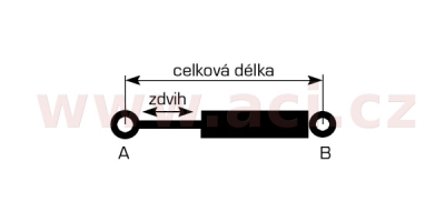 vzpěra zd. dveří MELLET (celk. délka 440 mm, délka zdvihu 155 mm, síla 410 N)