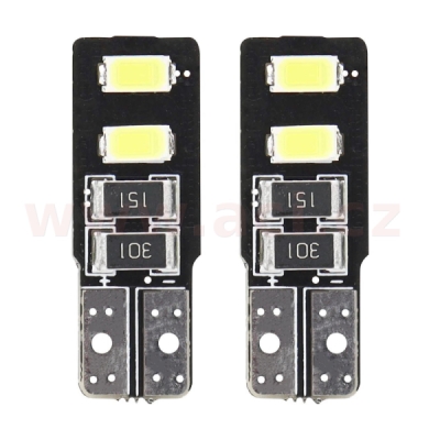 LED 12V 2W 4x SMD bílá 5600k (patice w2,1x9,5d/ T10) kompatibilní s CAN-BUS (blistr 2 ks) bez homologace