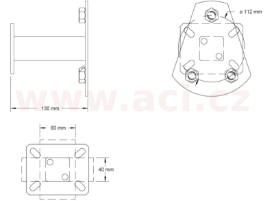 držák rezervy pro kola s roztečí 5x112 mm, pro kola 13" a  14" montáž na jekl horizontálně
