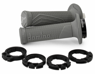 gripy LOCK-ON D100 (offroad) délka 125/130 mm (4 vačky), DOMINO (šedé)