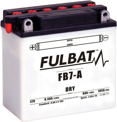 baterie 12V, YB7-A, 8Ah, 105A, konvenční 135x75x133 FULBAT(vč. balení elektrolytu)