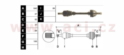 poloosa AVORD d=642 mm, 27 dr. u kola, 37 drážek u přev. (převodovka ML5C, ABS na náboji kola), L, repasovaný originál (+vratná čá