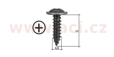 samořezný křížový vrut černý pozink Fe (sada 20 ks) (4,8 mm, 19 mm)