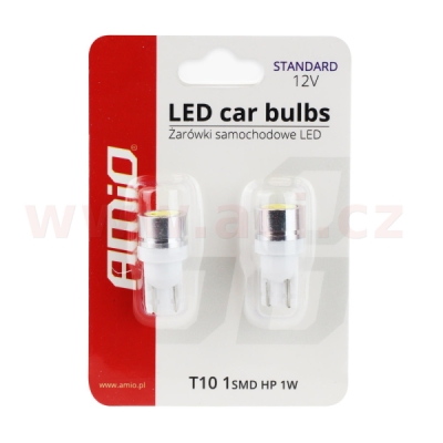 LED 12V 0,48W 1x SMD bílá 5600k (patice w2,1x9,5d/ T10) blistr 2 ks bez homologace