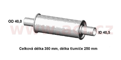 univerzální tlumič kulatý průměr tlumiče 90, průměr 40