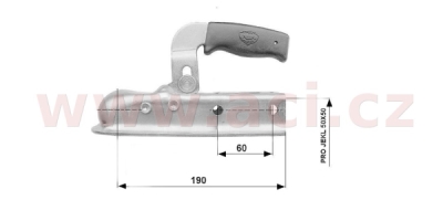 tažná spojka SportJacht KP-03 na čtyřhran 50x50 mm, 2000 kg pro nebržděné přívěsy ORIGINÁL