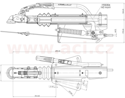 nájezdová brzda AL-KO 161S PLUS 950-1600 kg (univerz. montáž) s AK161 ORIGINÁL