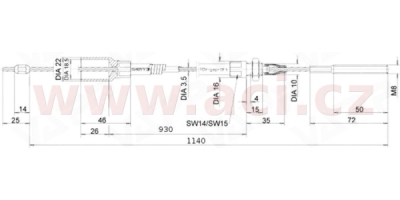 lanovod brzdový KNOTT 930/1140 mm, závit M8, ORIGINÁL