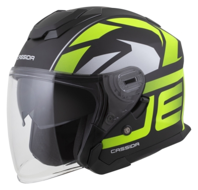 přilba Jet Tech 2.0 RoTo, CASSIDA (černá matná/žlutá fluo/bílá, vel. XS)