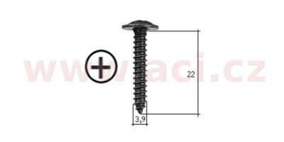 samořezný křížový vrut černý pozink Fe (sada 20 ks) (3,9 mm, 22 mm)