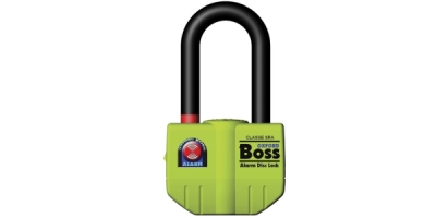 zámek kotoučové brzdy Boss Alarm, OXFORD (integrovaný alarm, průměr čepu 14 mm, žlutý)