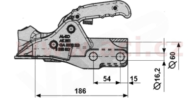 tažná spojka AL-KO AK 351 na tyč průměr 60 mm, 3500 kg, šrouby, soft dock, k nájezdové brzdě ORIGINÁL