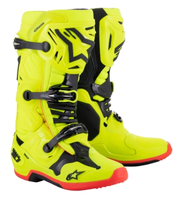 boty TECH 10, ALPINESTARS (žlutá fluo/černá/červená fluo, vel. 49,5)