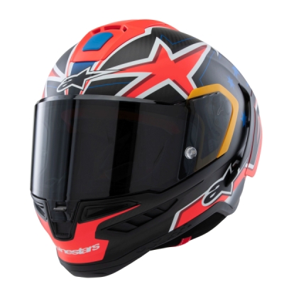 přilba SUPERTECH R10 limitovaná edice JACK MILLER, ALPINESTARS (matný karbon/červená/modrá/žlutá/bílá, vel. S)