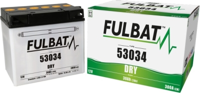 baterie 12V, 53034, 30Ah, 300A, levá, konvenční 186x130x171, FULBAT (vč. balení elektrolytu)