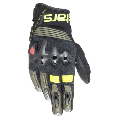 rukavice HAROK, ALPINESTARS (černá/zelená/žlutá fluo, vel. 2XL)