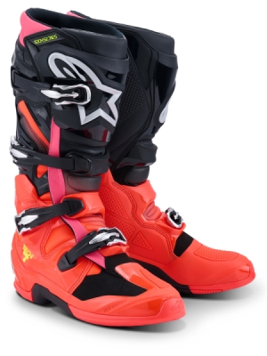 boty TECH 7, ALPINESTARS (černá/červená fluo/růžová fluo, vel. 42)