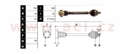 poloosa AVORD d=792 mm, 36 dr. u kola, u přev. 6x M10 pr. 108 mm (od č kar. 8P-5A-072501 / 8P-5B-001001) P, repasovaný originál (+