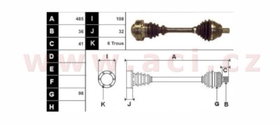 poloosa AVORD d=485 mm, 36 dr. u kola, u přev. 6x M10 pr. 108 mm (od č kar. 8P-5A-072501/8P-5B-001001) L=P, repasovaný originál (+