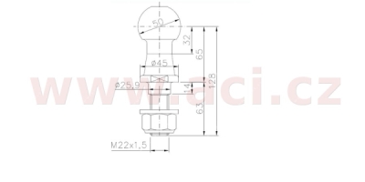 koule ISO 50 WINTERHOFF KUB/50, pr. 50 mm, 3500 kg, M22x1,5, ORIGINÁL