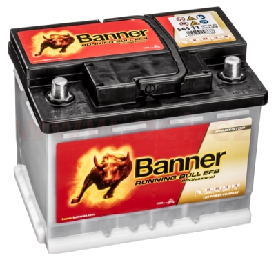 65Ah baterie, 640A, pravá BANNER Running Bull Professional EFB 241x175x190