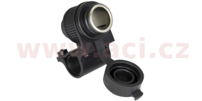 zásuvka 12V standard s objímkou pro uchycení k řidítků a trubkám o průměru 22 a 25 mm, OXFORD