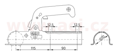 tažná spojka WINTERHOFF 8-C, na tyč průměr 70 mm, 800 kg pro nebržděné přívěsy ORIGINÁL