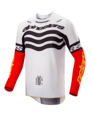 dres TECHSTAR limitovaná edice DEEP, ALPINESTARS (černá/bílá/červená fluo/oranžová, vel. L)