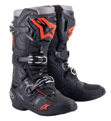 boty TECH 10, ALPINESTARS (černá/červená fluo/šedá, vel. 42)