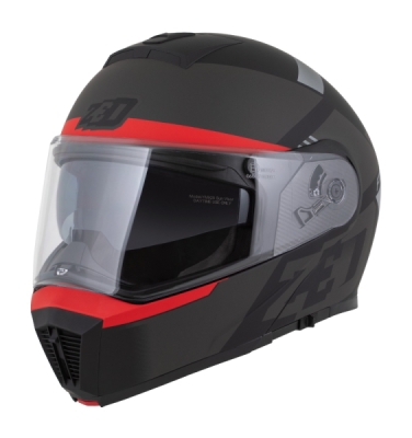 přilba F19, ZED (černá matná/červená fluo/šedá, vel. XS)