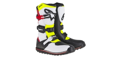 boty TECH TRIAL, ALPINESTARS (bílá/červená/žlutá fluo/černá, vel. 47)