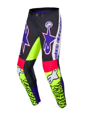 kalhoty SUPERTECH limitovaná edice DIRT STUDIOS, ALPINESTARS (bílá/fialová/růžová/žlutá fluo, vel. 36)