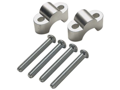 sada na zvýšení řídítek + 10 mm (průměr 28 mm) vč. šroubů, RTECH (stříbrná)