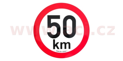 omezení rychlosti 50 km retroreflexní průměr 200 mm (na přívěsy)