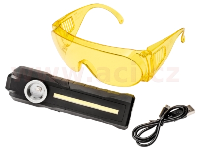 UV LED lampa pro detekci úniku, s brýlemi, akumulátorová