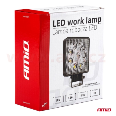 LED pracovní světlo, napětí 9-36 V, (9 LED 3030), svět. tok 2160 lm, (110 x 110 mm)