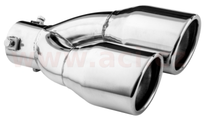 koncovka výfuku nerezová dvojitá kulatá, vnější průměr 2x80mm, délka 305mm, vnitřní průměr 45-50mm ASSO