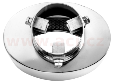 koncovka výfuku nerezová oválná, vnější průměr 150x100mm, délka 180mm, vnitřní průměr 45-58mm ASSO