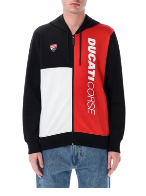 mikina na zip DUCATI Corse, (červená, černá, bílá, vel. XL)
