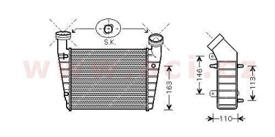 intercooler 1.9 TDi 74,85 a 96kW (±AUT±AC), 2.0TDi 103kW [230*207*62] (ŠKODA, VW)