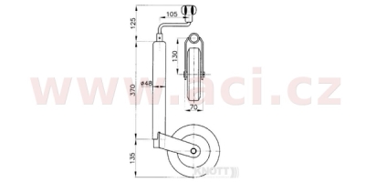 kolečko opěrné KNOTT prům. 48 mm (ocelový disk) 150 kg ORIGINÁL