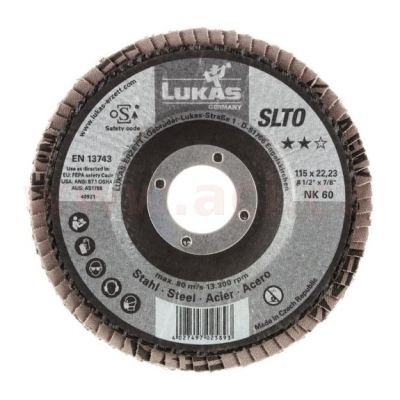 Lamelový kotouč plochý 125 mm (pro Inox/ocel, ocel, litina) hrubost P80, LUKAS (Německo)