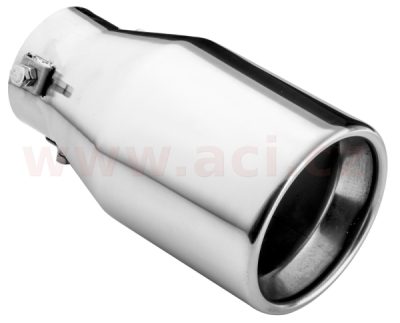 koncovka výfuku nerezová kulatá, vnější průměr 100mm, délka 180mm, vnitřní průměr 45-64mm ASSO