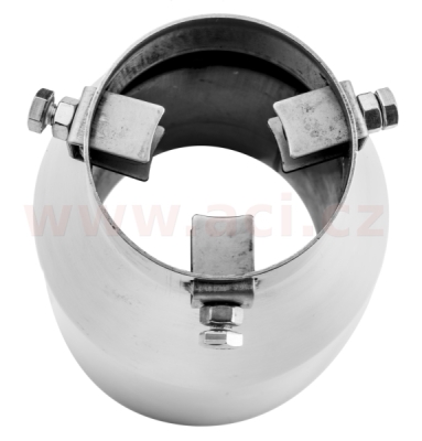 koncovka výfuku nerezová kulatá, vnější průměr 100mm, délka 180mm, vnitřní průměr 45-64mm ASSO