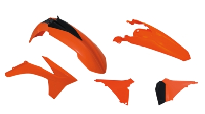 sada plastů KTM, RTECH (oranžovo-černá, 5 dílů, vč. krytů vzduch filtru)
